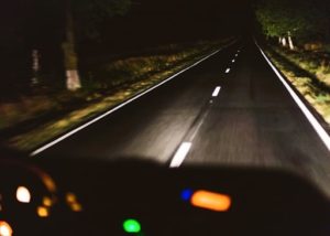 inside of car at night
