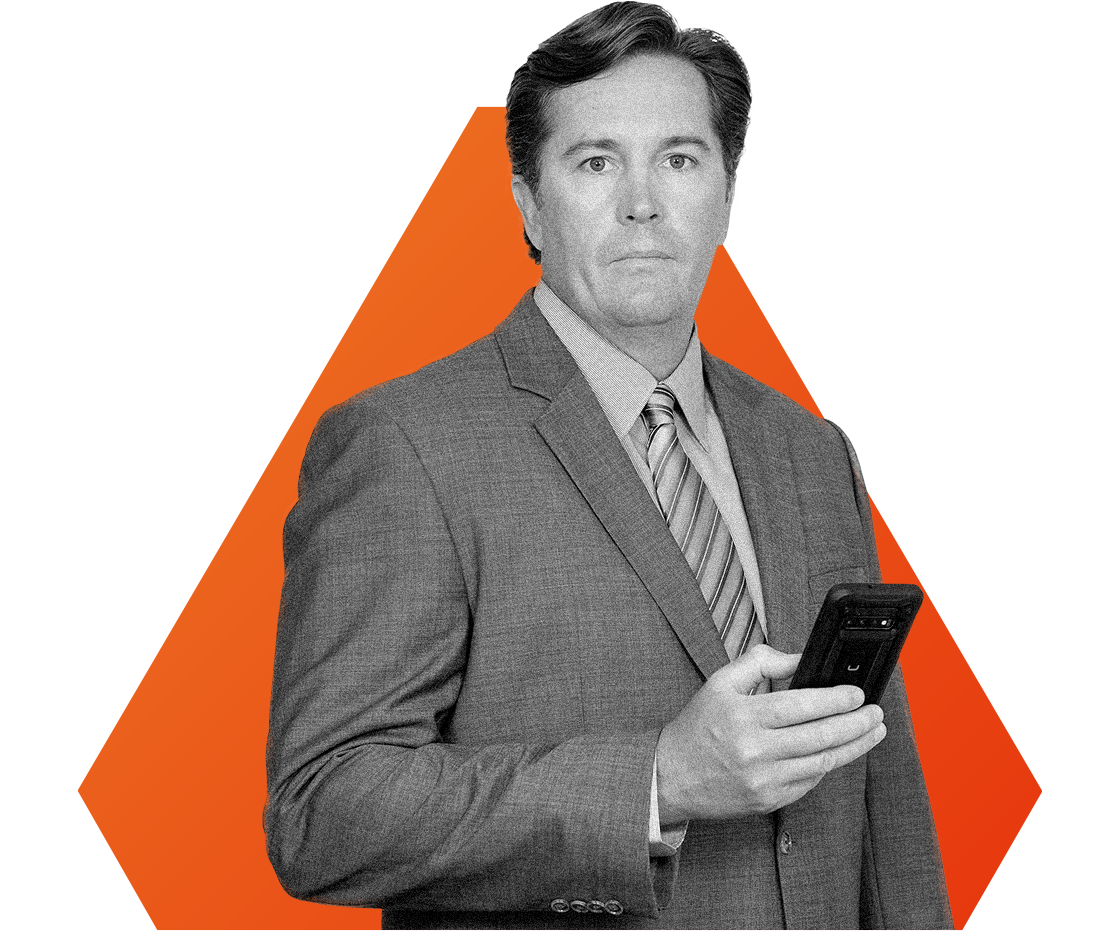 Accident attorney Jared Staver using cell phone