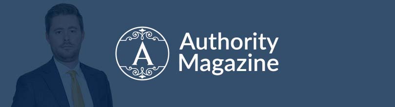 Accident attorney Tyler Kobylski with Authority Magazine logo