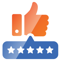Five-star review rating over a like button